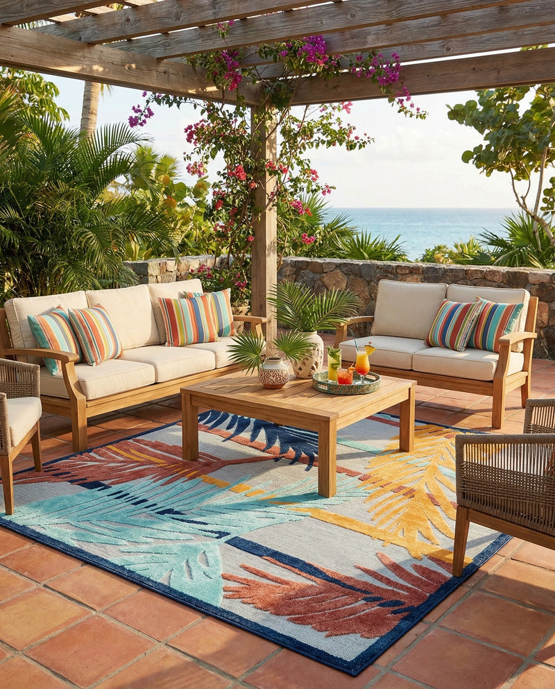 Caribbean Terrace Collection Area Rug - Antigua Rectangle Gray  lifestyle 19