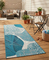 Urban Terrace Collection Area Rug -  Courtyard Runner Blue and Ivory  lifestyle 64