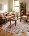 Vintage Memories Collection Area Rug - Echoes Octagon Beige pink  lifestyle 60