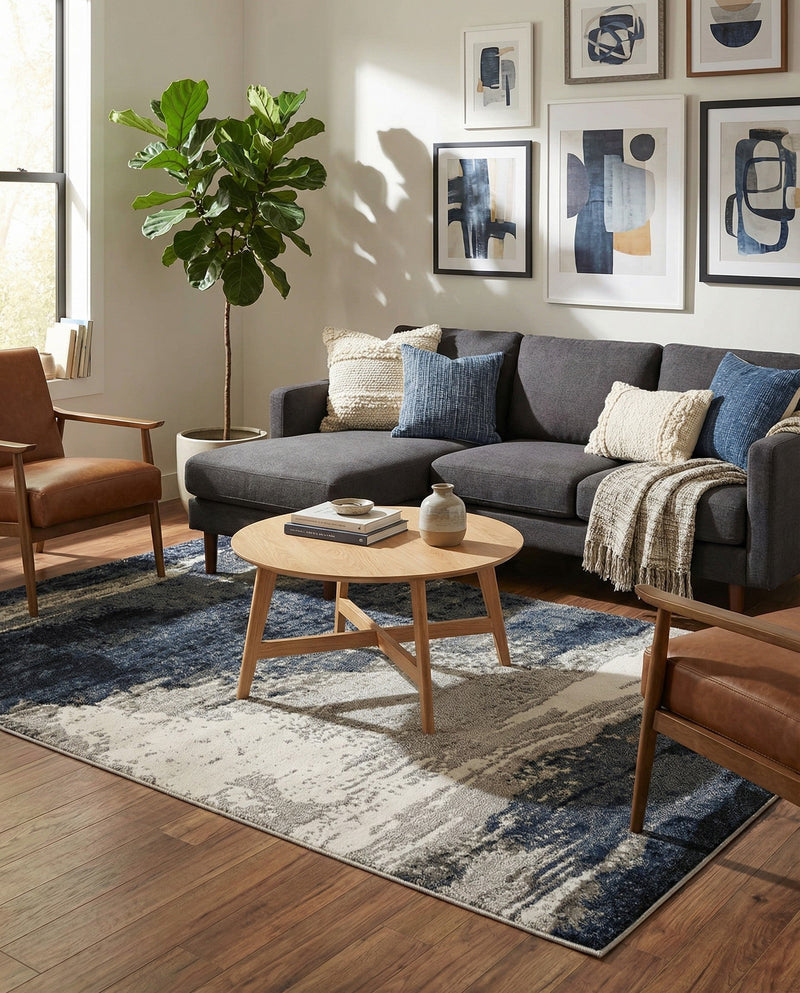 Copenhagen Edge Collection Area Rug - Nyhavn Rectangle Blue  lifestyle 43