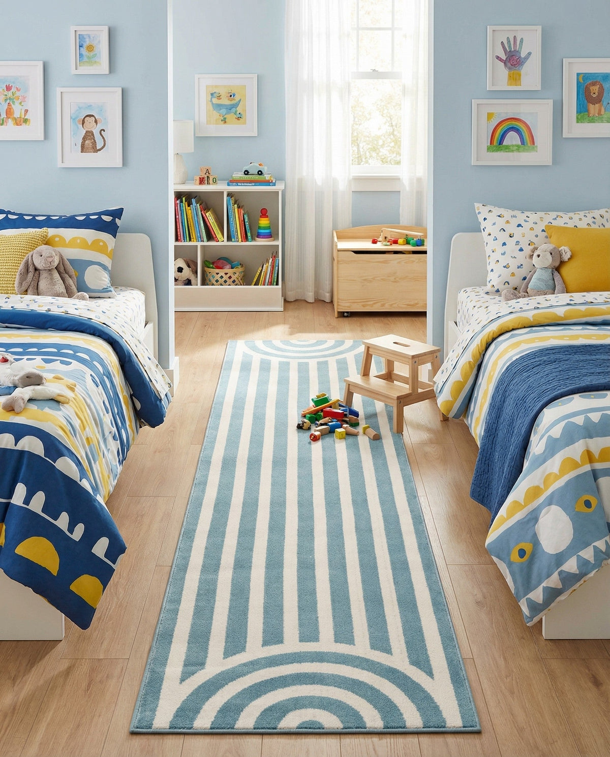 Wonder Tykes Collection Area Rug -  Joydale Runner Sky blue  lifestyle 205