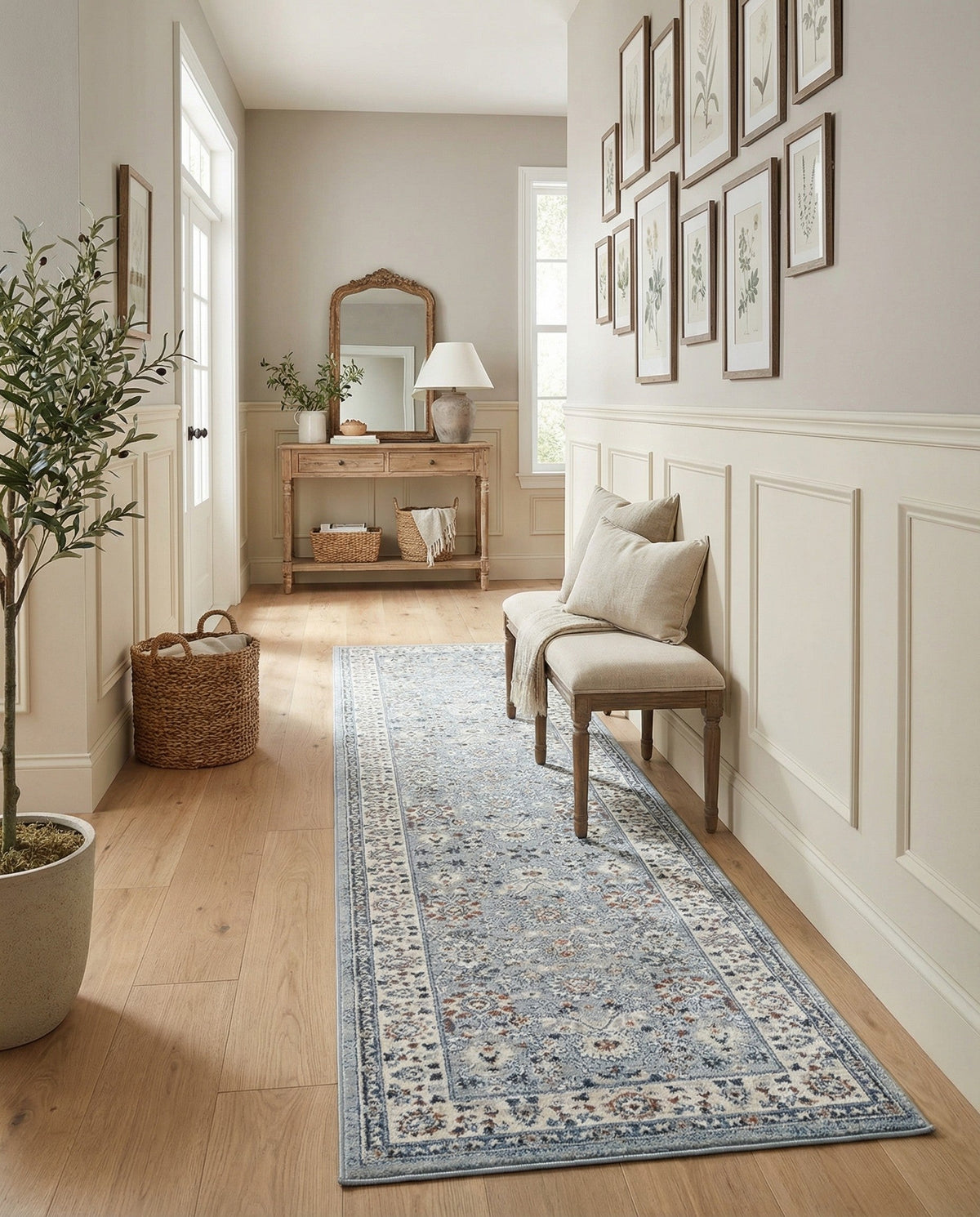 Savannah Elegance Collection Area Rug - Augusta (Aqua Blue) Runner Aqua Blue  lifestyle 114