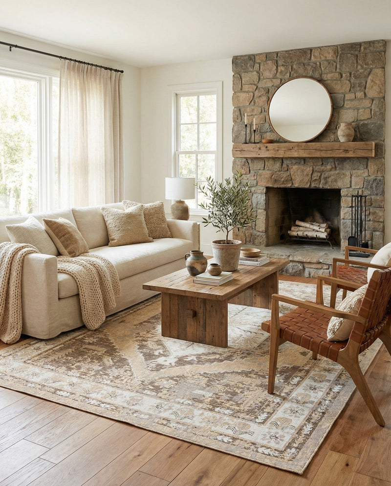 Patio Heritage Collection Area Rug -  Augusta (Natural) Rectangle Natural  lifestyle 6