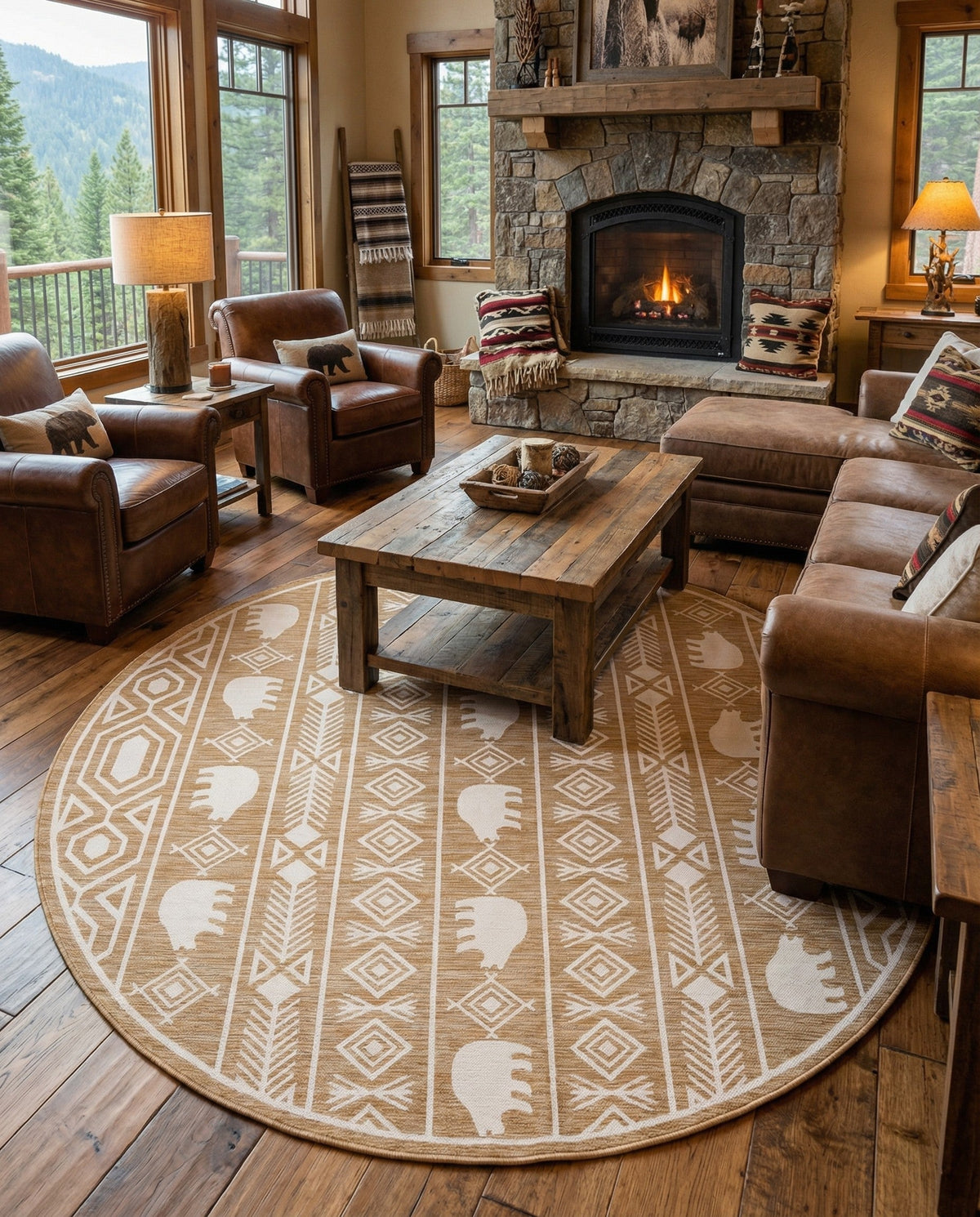 Mesa Oasis Rugs Collection Area Rug - Sundown Round Taupe  lifestyle 121