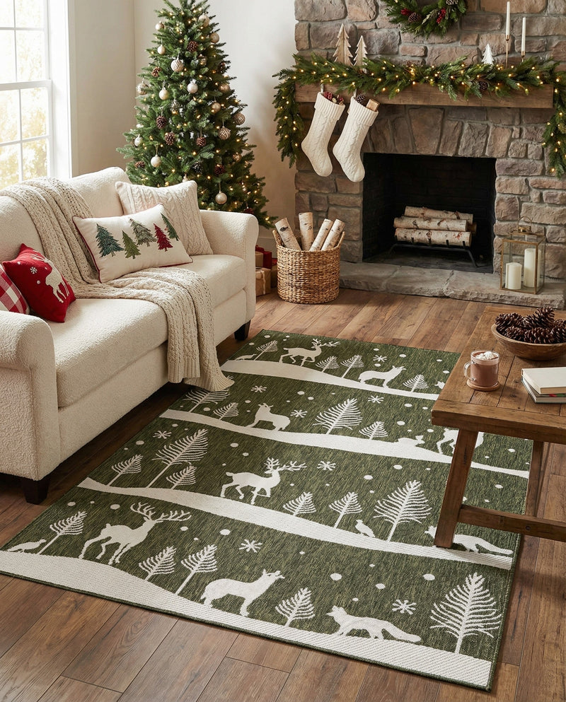 Garden Festivity Collection Area Rug - Evergreen Rectangle Green  lifestyle 19