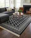 Samarkand Elegance Collection Area Rug -  Margilan (Black and White) Rectangle Black and White  lifestyle 22