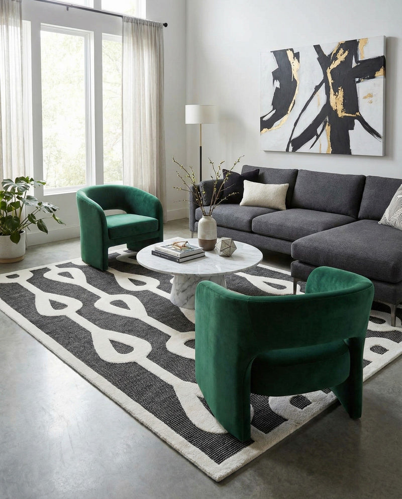 Monochrome Collection Area Rug -  Marble Rectangle Gray  lifestyle 32