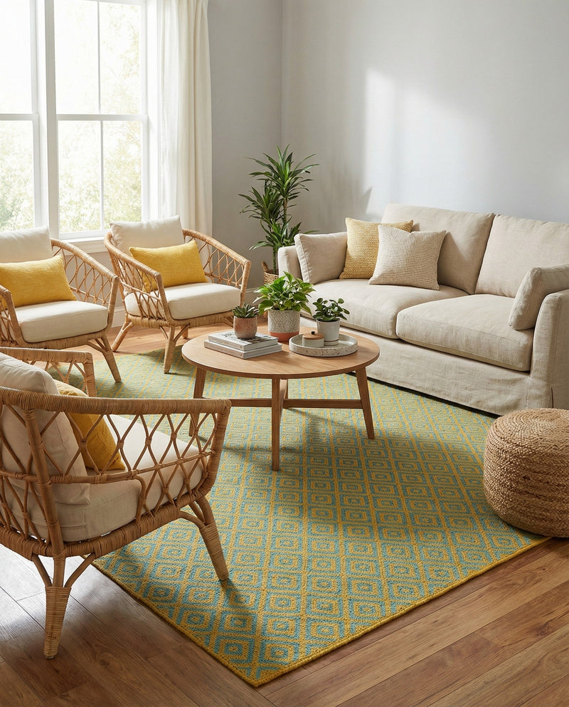 Urban Oasis Rugs Collection Area Rug -  Rooftop (Yellow and Aqua) Rectangle Yellow and Aqua  lifestyle 14