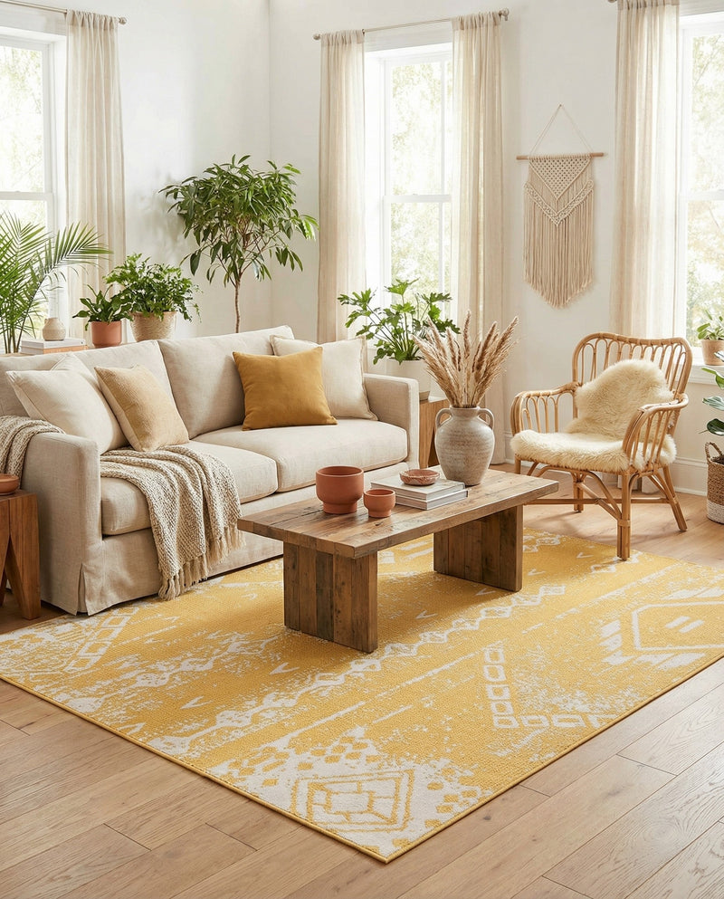 Desert Nomad Terrace Collection Area Rug - Sahara (Yellow) Rectangle Yellow  lifestyle 20