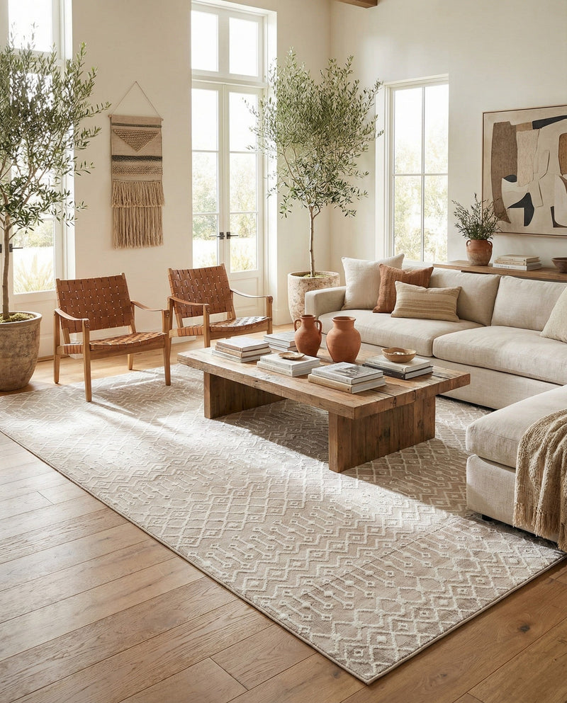 Marrakech Lattice Collection Area Rug - Medina (Beige) Rectangle Beige  lifestyle 15
