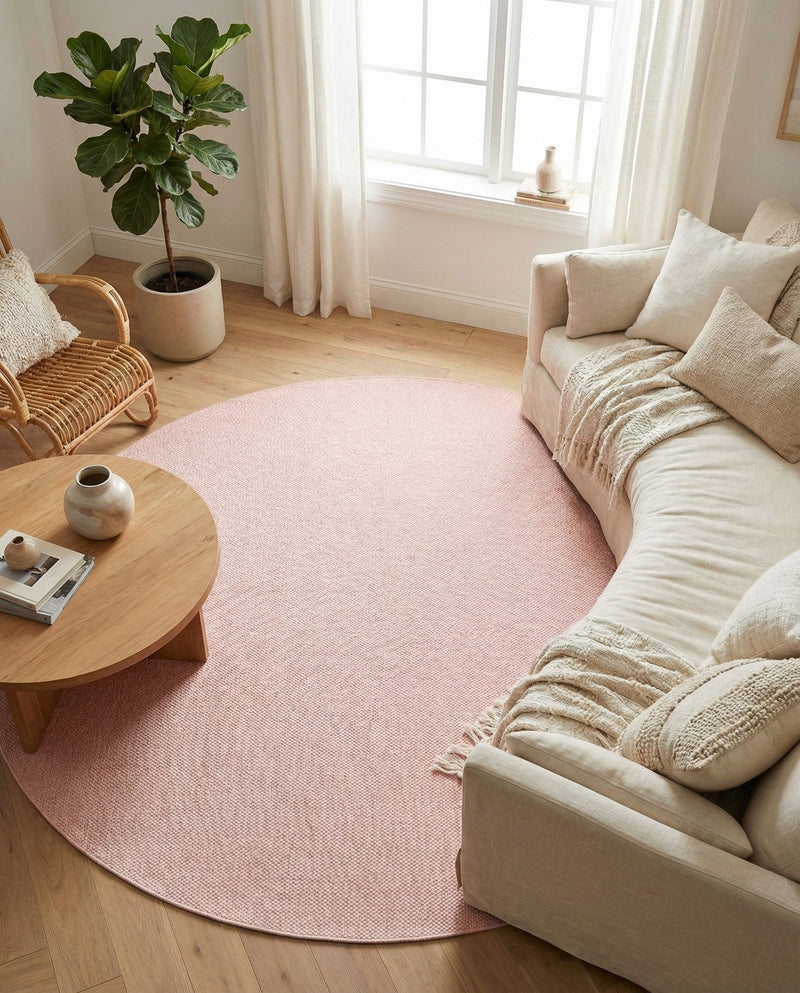 Seaside Serenity Collection Area Rug - Veranda (Whisper Pink) Round Whisper Pink  lifestyle 49