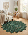 Woven Seaside Jute Collection Area Rug - Coastalhaven (Hunter Green) Round Hunter Green  lifestyle 15