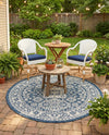 Tribal Terrace Treasures Collection Area Rug -  Incan Isle (Blue) Round Blue  lifestyle 27