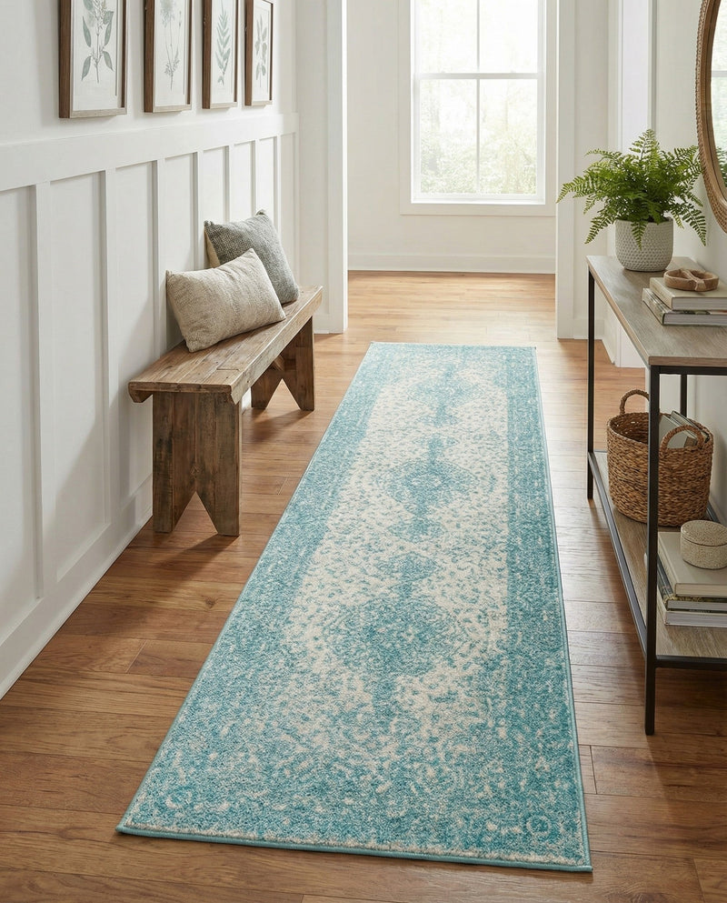 Dover Terrace Collection Area Rug - Marina (Aqua) Runner Aqua  lifestyle 66