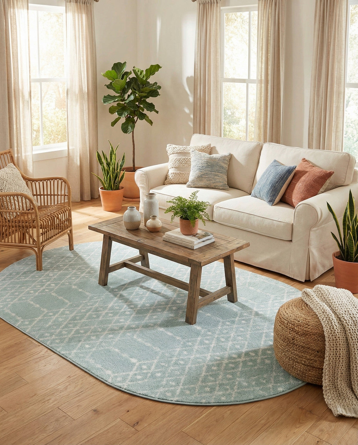 Marrakesh Lattice Collection Area Rug - Casablanca (Aqua) Oval Aqua  lifestyle 103