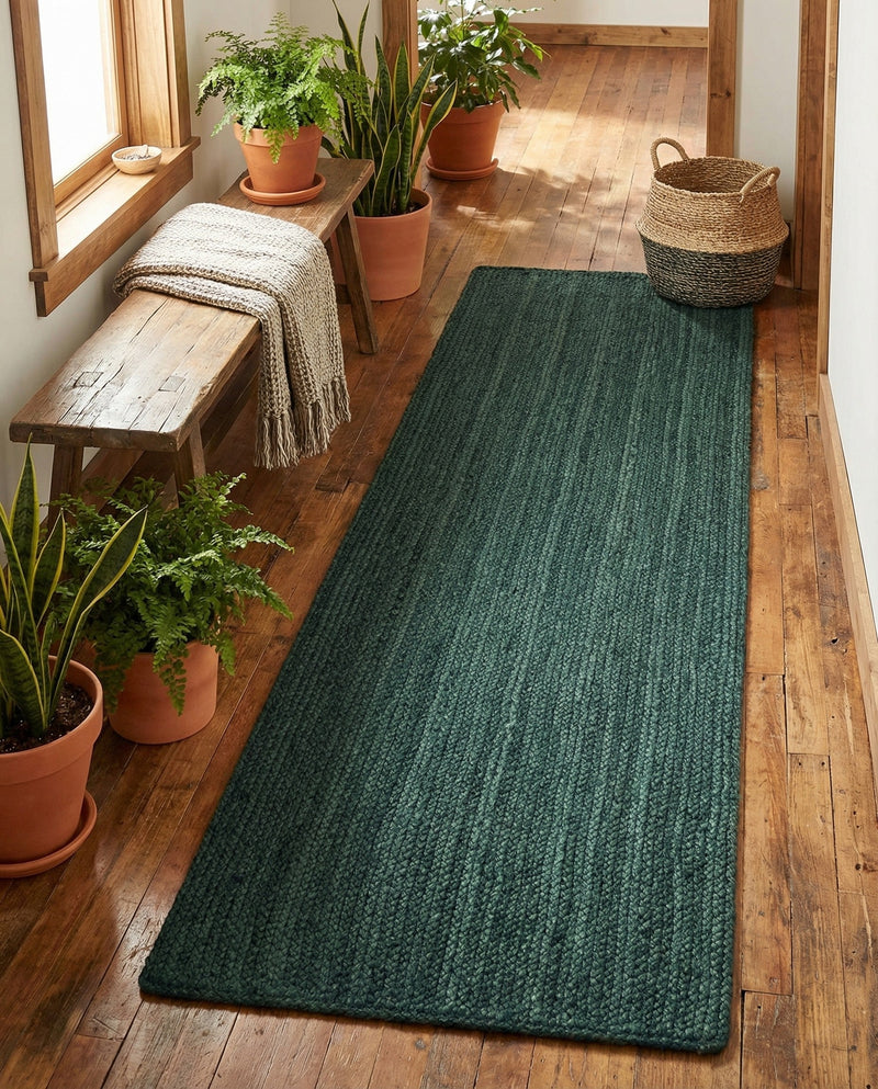 Woven Seaside Jute Collection Area Rug - Martha's Runner Green  lifestyle 58