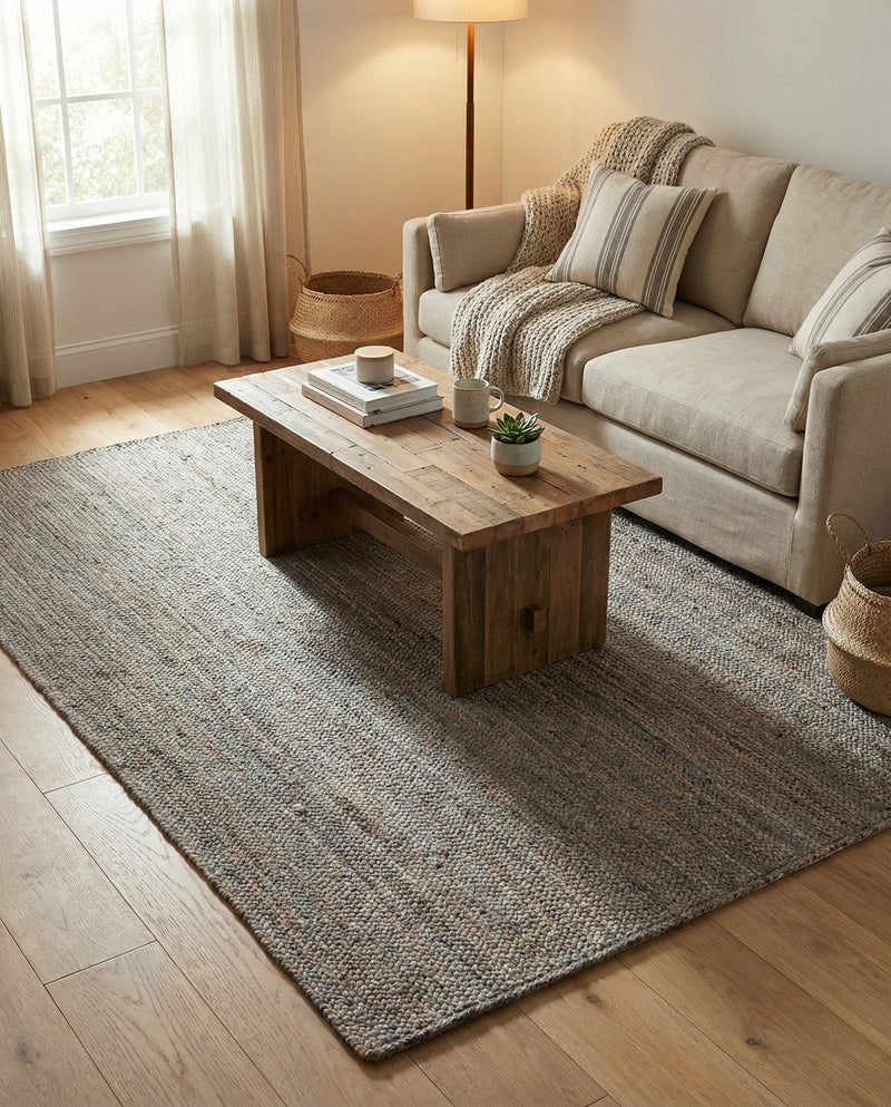 Woven Seaside Jute Collection Area Rug - Savannah (Gray) Rectangle Gray  lifestyle 9