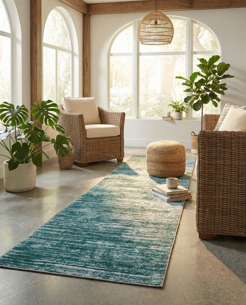 Sahara Essence Collection Area Rug - Oasis (Teal) Runner Teal  lifestyle 68