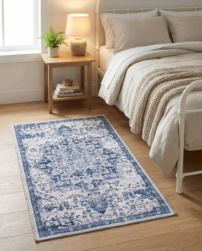 Baroque Era Collection Area Rug - Versailles (Gray Blue) Rectangle Gray Blue  lifestyle 19