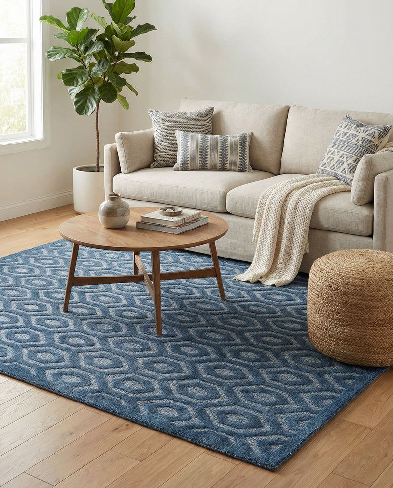 Garden Lattice Charm Collection Area Rug - Arbor (Navy Blue) Rectangle Navy Blue  lifestyle 6