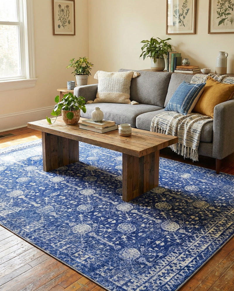 Heritage Elegance Collection Area Rug -  Chatsworth Rectangle Navy Blue  lifestyle 22