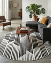 Urban Terrace Collection Area Rug -  Bronx Round Black and White  lifestyle 43