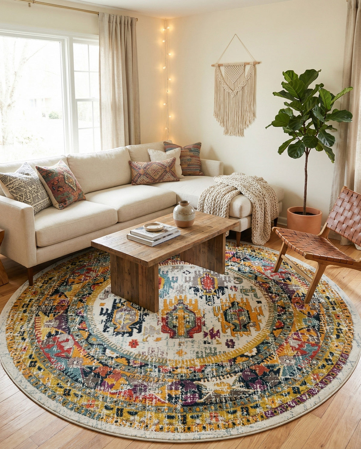 Brighton Terrace Collection Area Rug -  Portslade Round Ivory  lifestyle 119