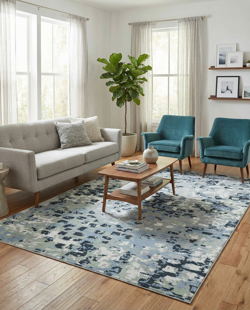 Aegean Elegance Washables Collection Area Rug -  Andros Rectangle Gray Navy Green  lifestyle 10