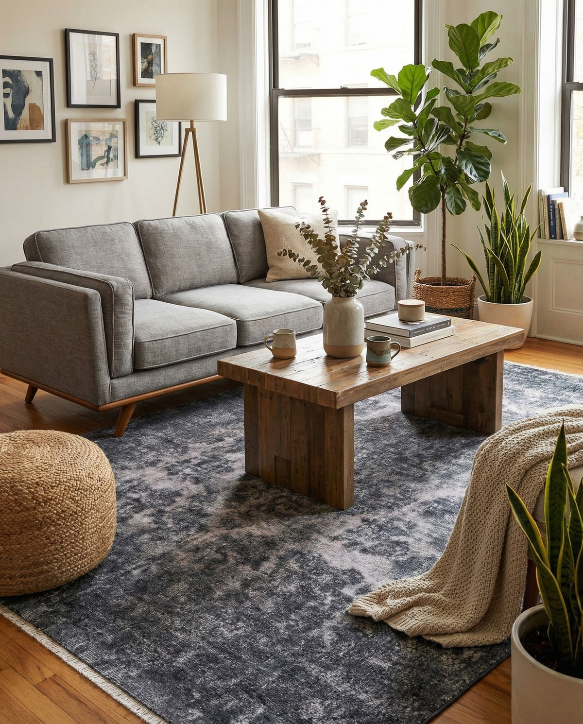 Bazaar Chic Collection Area Rug -  Asilah Rectangle Gray and Blue  lifestyle 13