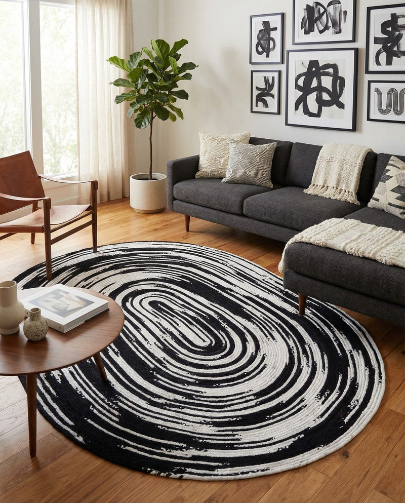 Woven Udaipur Collection Area Rug - Jaipur Oval Black and White  lifestyle 39