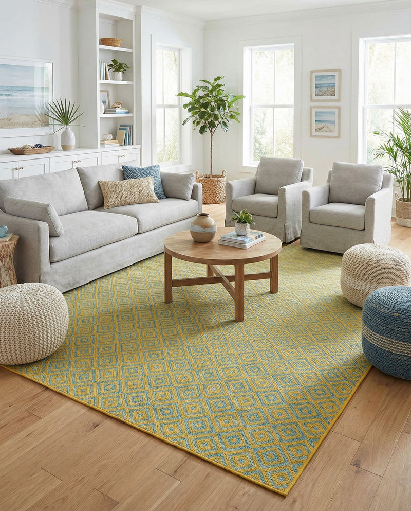 Urban Oasis Rugs Collection Area Rug -  Rooftop (Yellow and Aqua) Square Yellow and Aqua  lifestyle 23