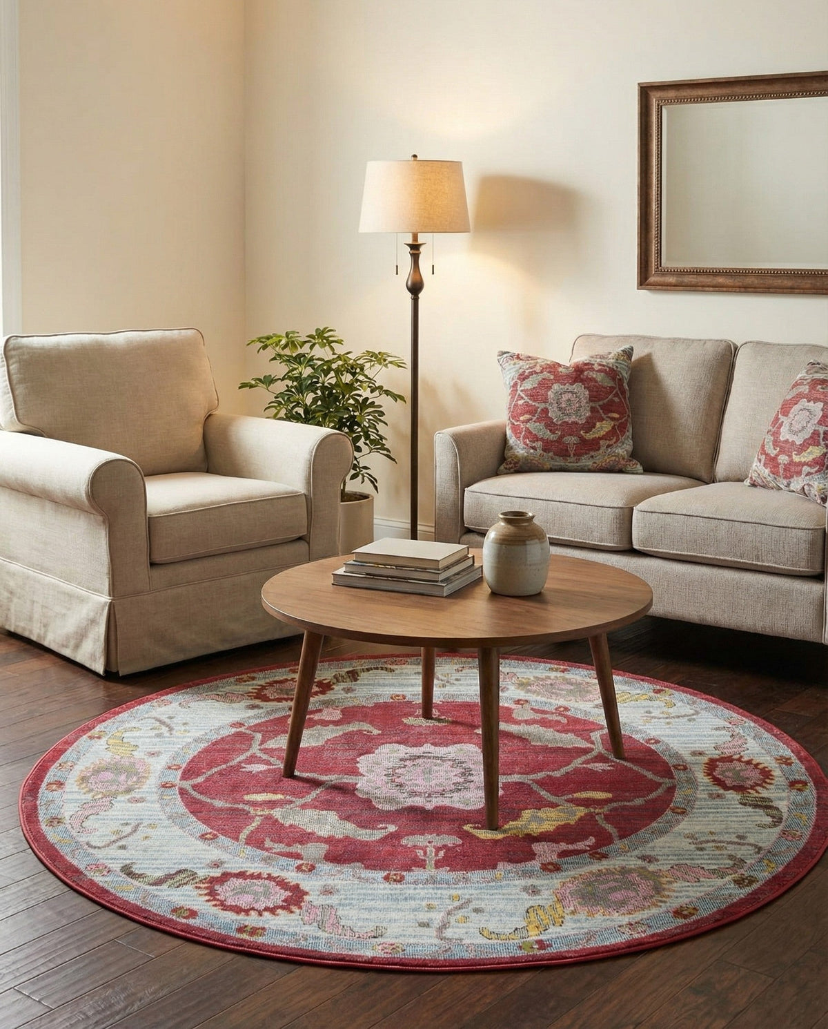 Arcadia Rugs Collection Area Rug - Eden (Red) Round Red  lifestyle 86
