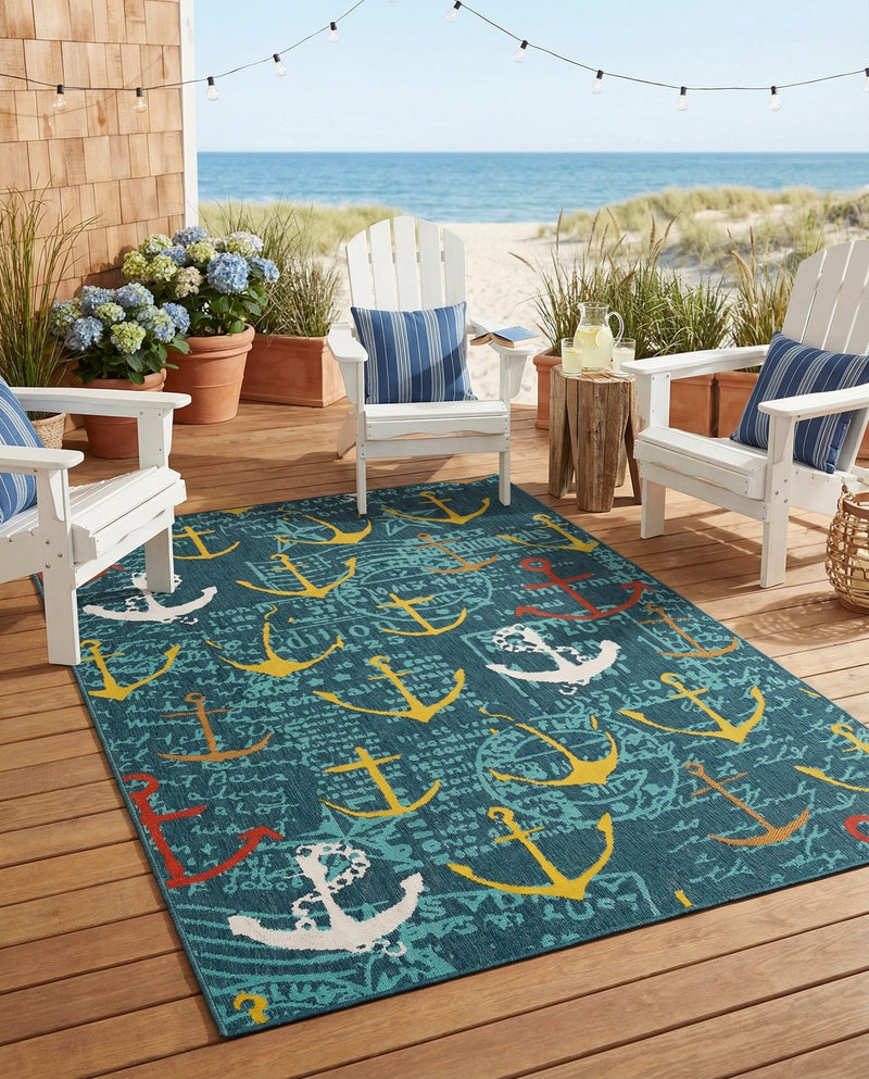 Seaside Haven Rugs Collection Area Rug -  Lighthouse Rectangle Navy Blue  lifestyle 10