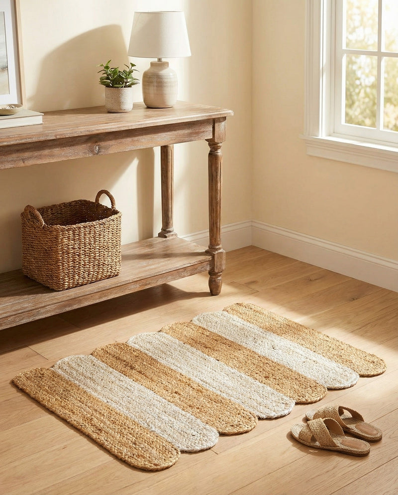 Serenity Braided Jute Collection Area Rug - Luna Rectangle Natural and Ivory  lifestyle 8