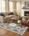 Parisian Elegance Collection Area Rug - Versailles (Teal) Rectangle Teal  lifestyle 29