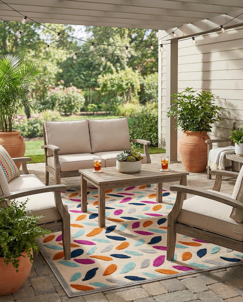 Bahama Breeze Outdoor Collection Area Rug - Nassau Rectangle Beige  lifestyle 34