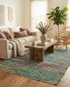Zigzag Marina Collection Area Rug - HarborStripes Rectangle Green  lifestyle 26