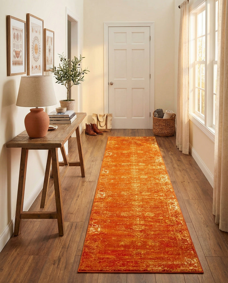 Riviera Elegance Collection Area Rug - Antibes (Orange) Runner Orange  lifestyle 44
