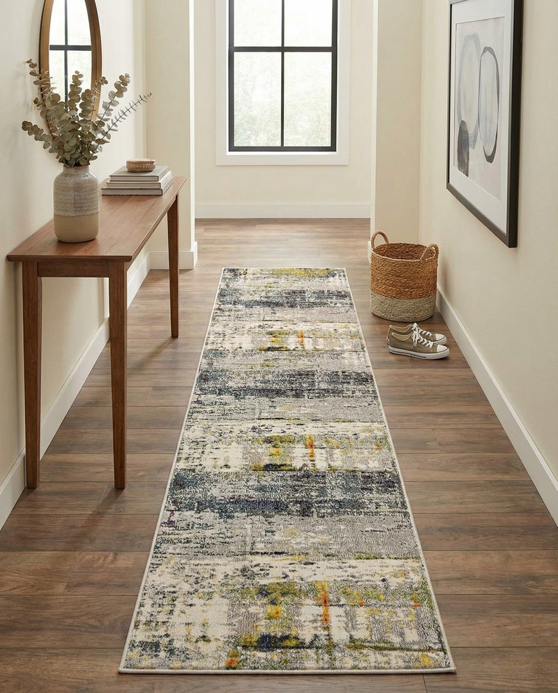 Chromatic Oasis Collection Area Rug -  Prism Runner Gray  lifestyle 47