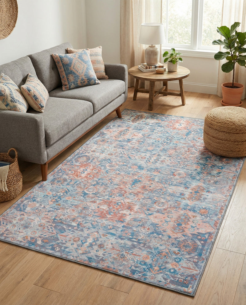 Heritage Elegance Collection Area Rug -  Potala Rectangle Blue  lifestyle 19