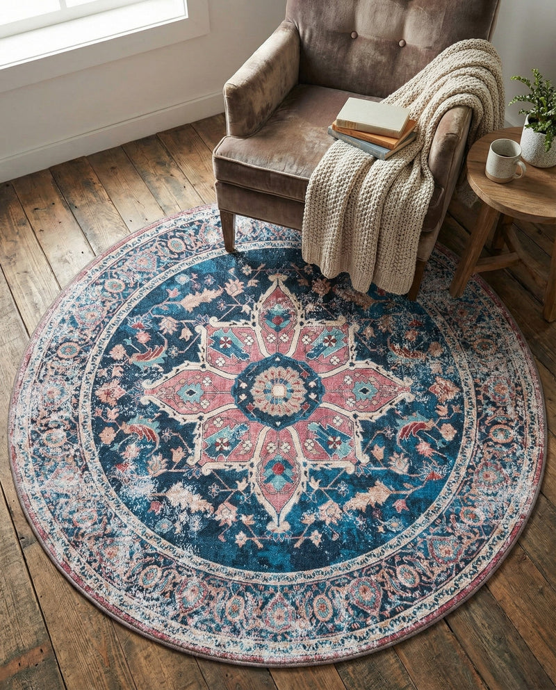 Laguna Sands Collection Area Rug -  Zuma Round Navy Blue  lifestyle 47