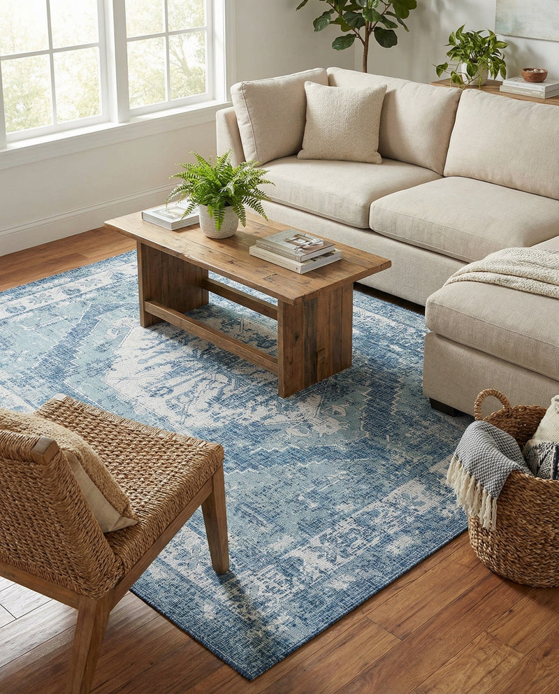 Patio Heritage Collection Area Rug -  Augusta (Blue) Rectangle Blue  lifestyle 9