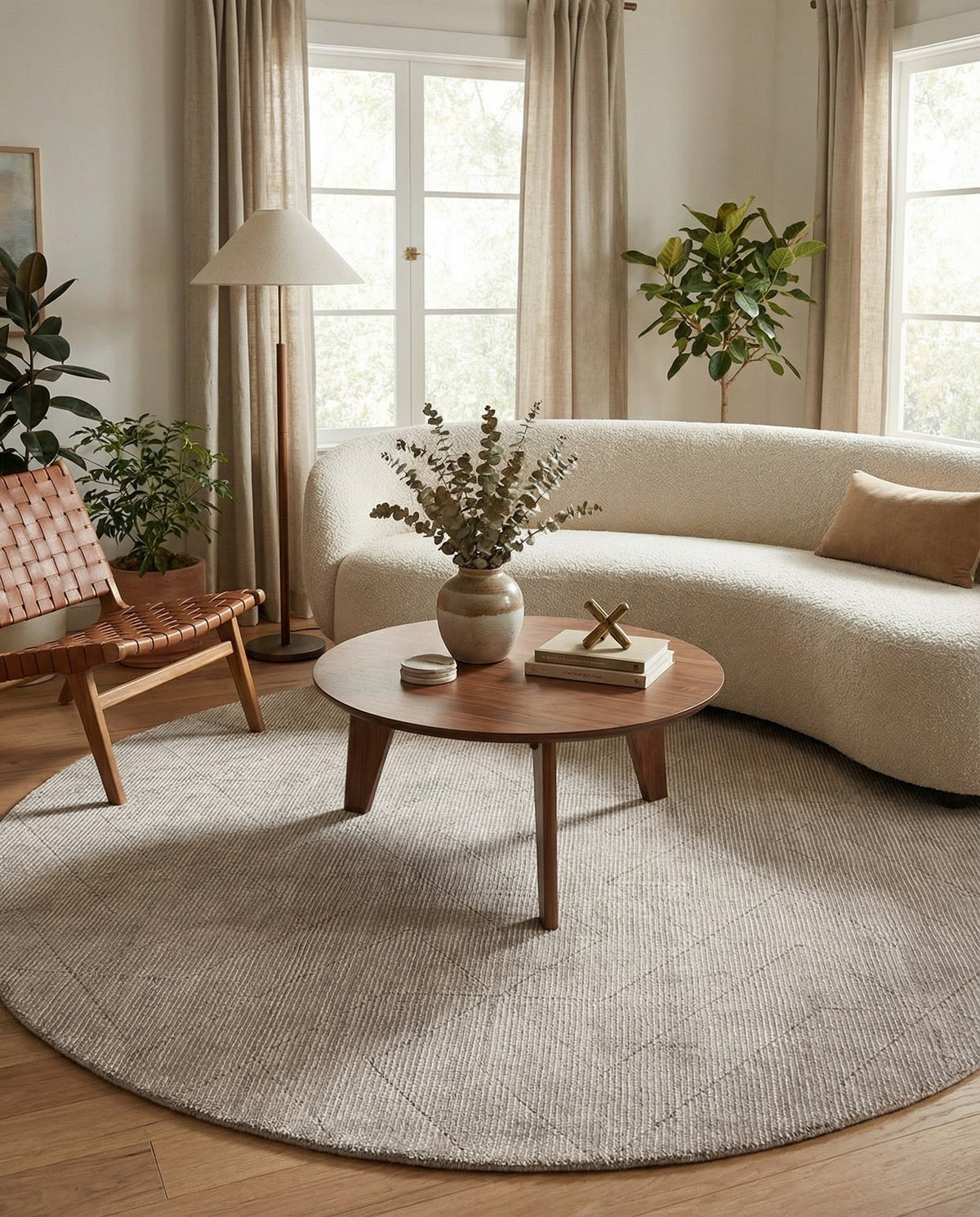 Nordic Loom Geometric Collection Area Rug - Oslo Round Steel gray  lifestyle 175