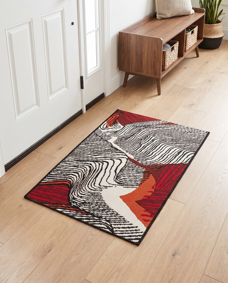 Urban Terrace Collection Area Rug -  Porch Rectangle Red and Black  lifestyle 18
