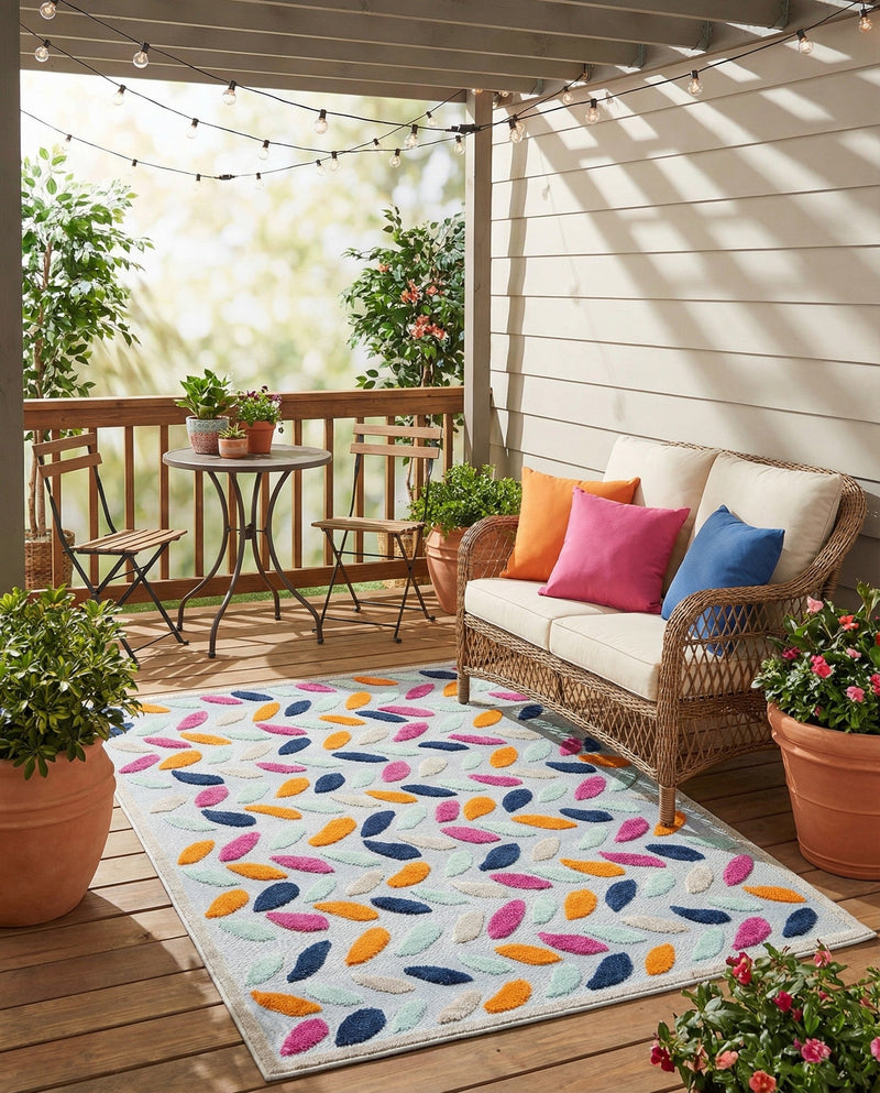 Bahama Breeze Outdoor Collection Area Rug - Nassau Rectangle Blue  lifestyle 11