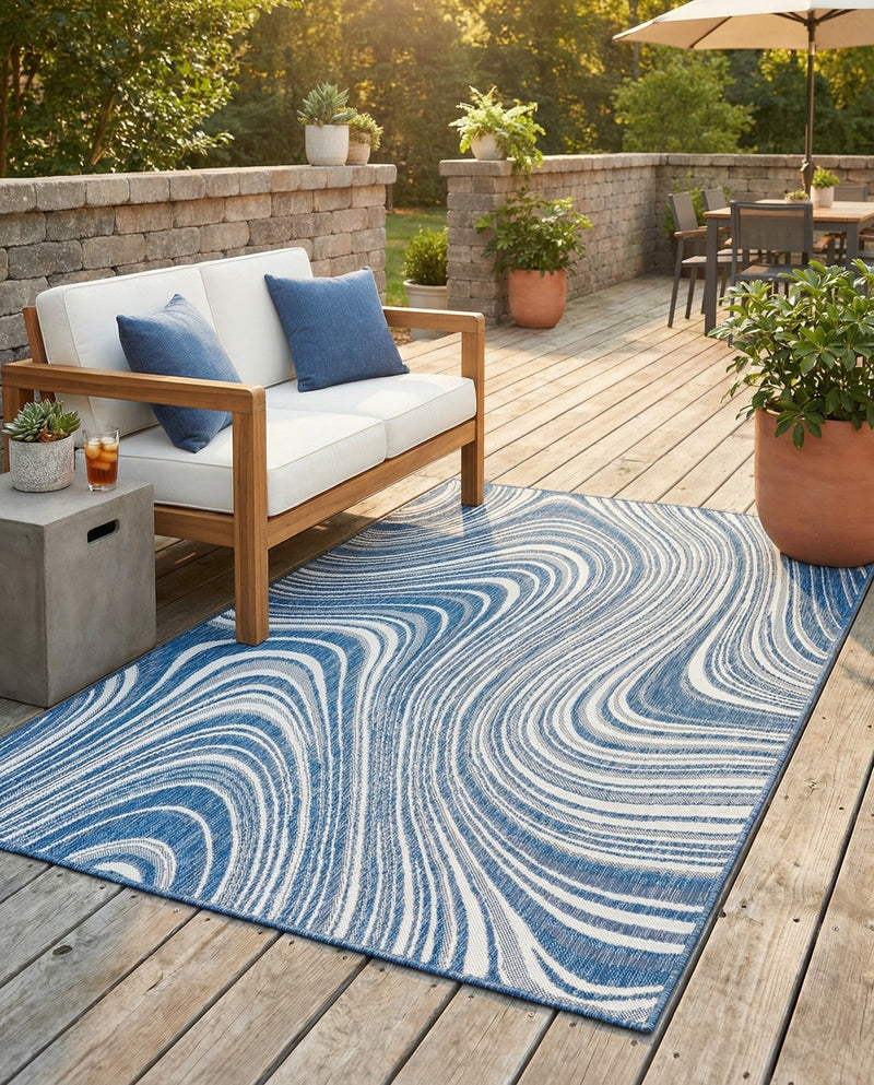 Urban Terrace Collection Area Rug - Soho Rectangle Blue  lifestyle 61