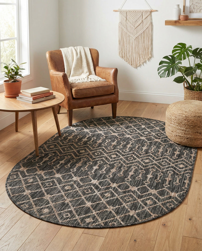 Savannah Pergola Collection Area Rug -  Pergola (Charcoal Gray) Oval Charcoal Gray  lifestyle 85