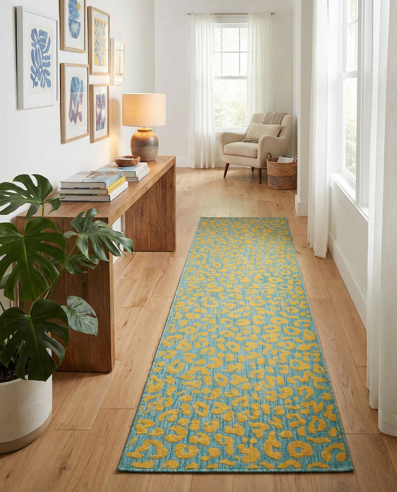 Savannah Escape Collection Area Rug -  Amazon (Blue Yellow) Runner Blue Yellow  lifestyle 52