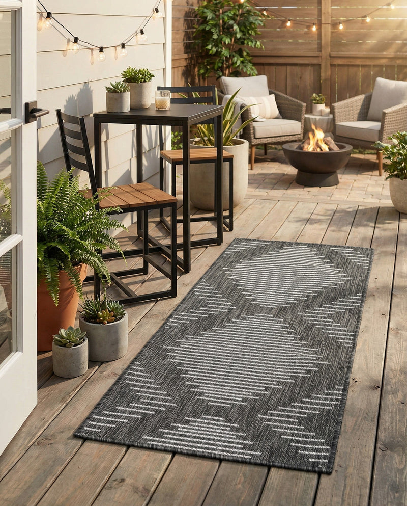 Urban Terrace Collection Area Rug -  Chelsea (Charcoal Gray) Runner Charcoal Gray  lifestyle 80