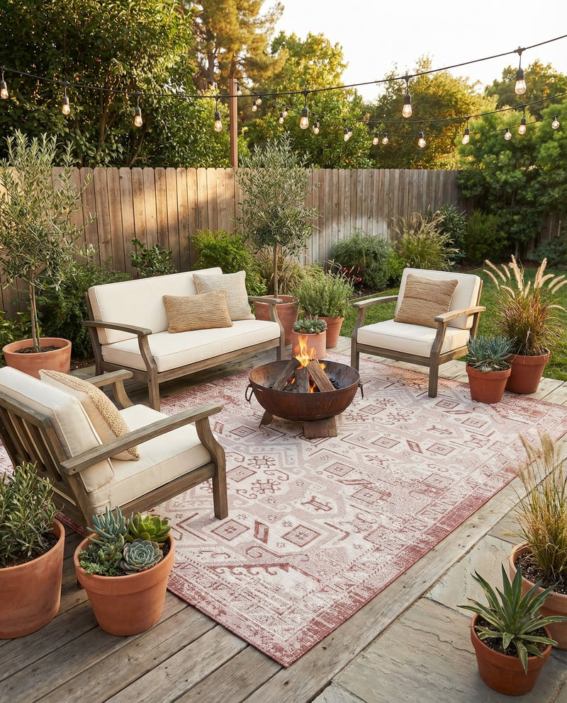 Tribal Terrace Treasures Collection Area Rug - Mayan Marina (Rust Red) Rectangle Rust Red  lifestyle 37